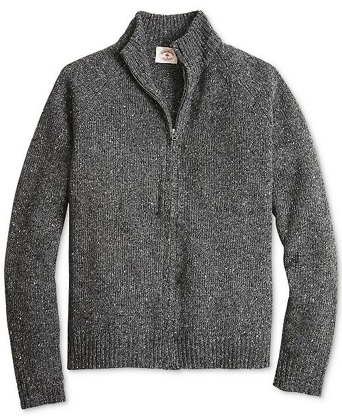 Brooks Brothers Men's Red Fleece Donegal Full-Zip Sweater & Reviews ...