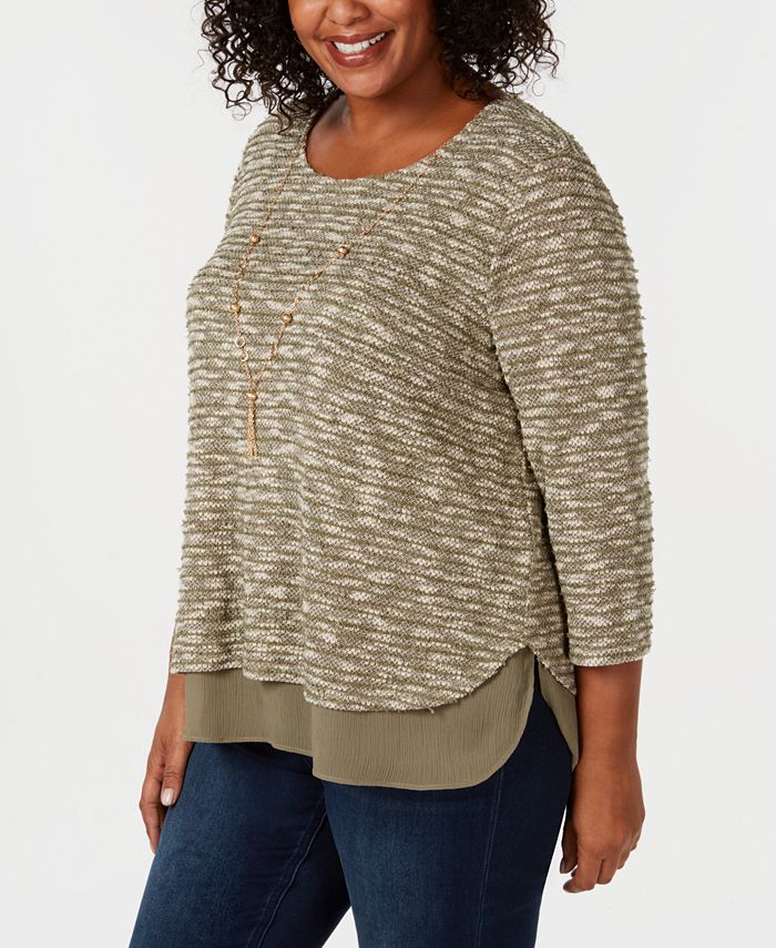 Alfred Dunner Plus Size Autumn in New York LayeredLook Knit Top Macy's