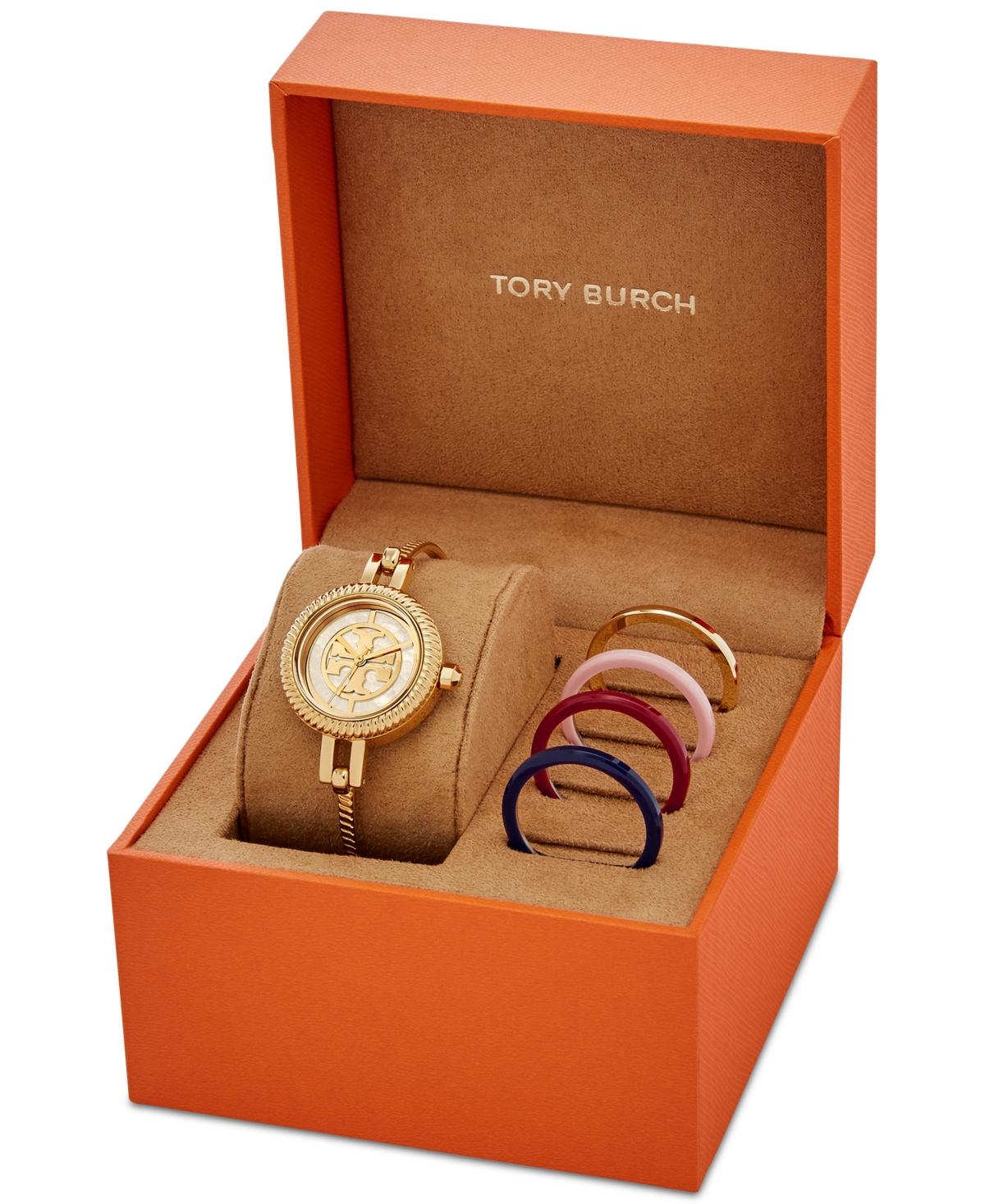 Shop Tory Burch Women's Reva Gold-tone Stainless Steel Bangle Bracelet Watch 27mm Gift Set