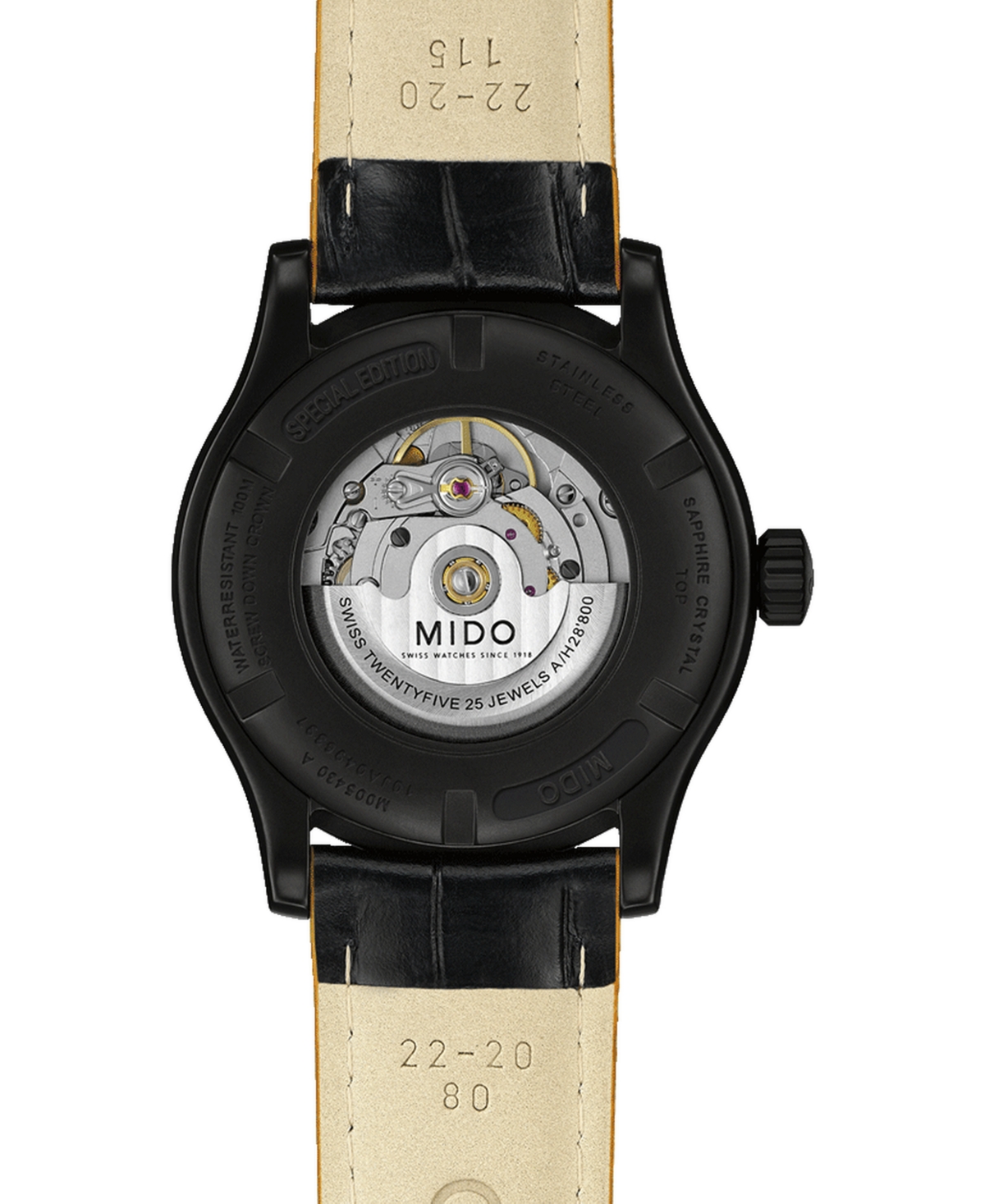 Shop Mido Men's Swiss Automatic Multifort Black Leather Strap Watch 42mm