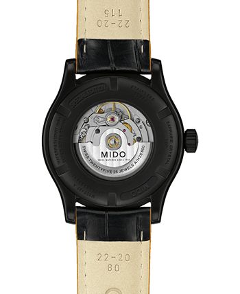 Mido - Men's Swiss Automatic Multifort Black Leather Strap Watch 42mm
