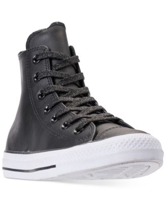 black leather high top converse womens