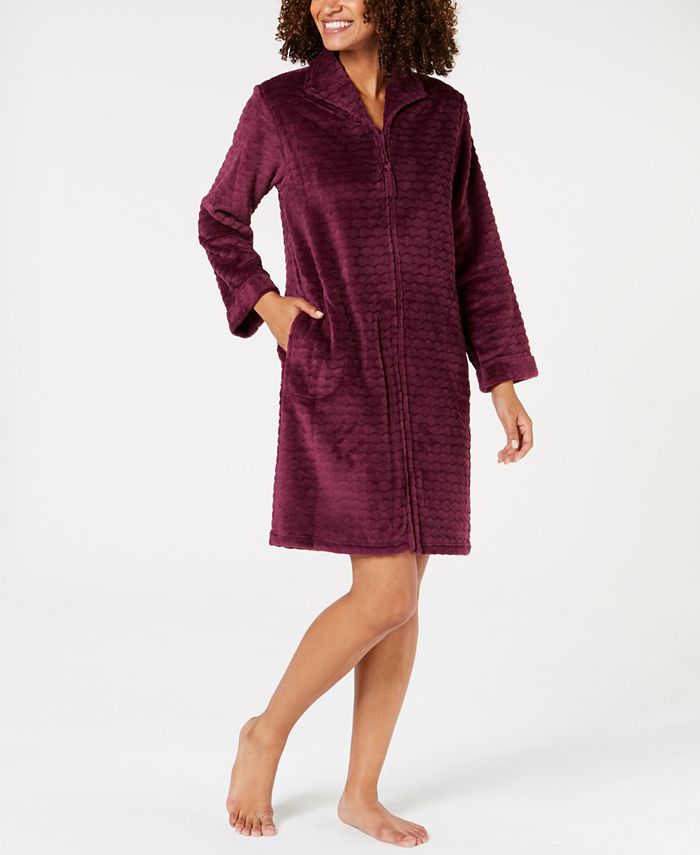 Miss Elaine Jacquard Cuddle Fleece Zip Robe - Macy's