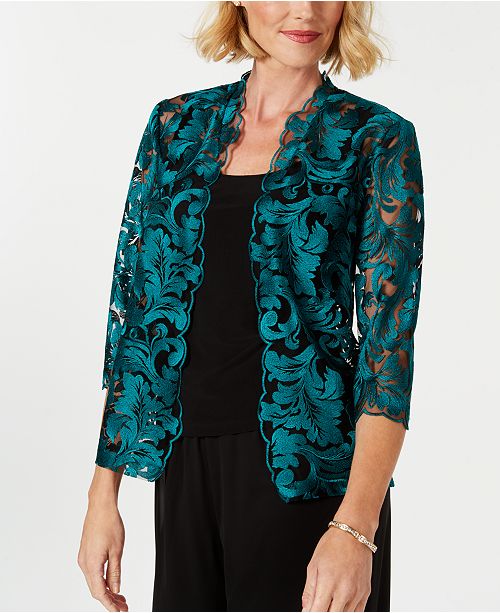 Alex Evenings Embroidered Mesh Jacket & Top Set & Reviews Dresses