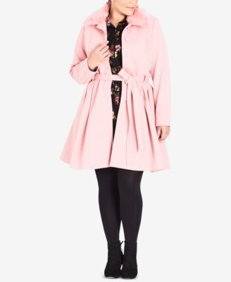 City Chic Trendy Plus Size Faux-Fur-Collar Coat