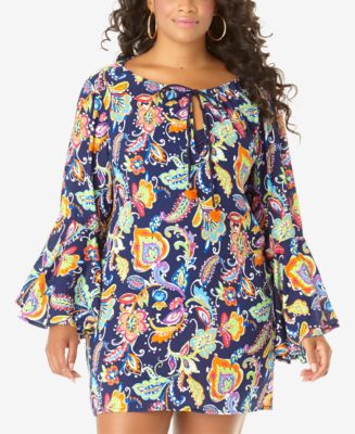 Multi Color Bell Sleeve Cover Up main image 0