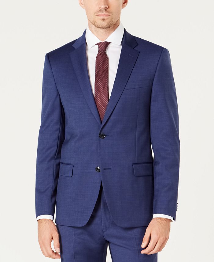 Tommy Hilfiger Men's ModernFit TH Flex Stretch Blue Tic Wool Suit Macy's