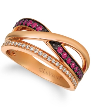 image of Le Vian Passion Ruby (1/4 cttw) and Nude Diamonds (1/4 cttw) Ring set in 14k rose gold