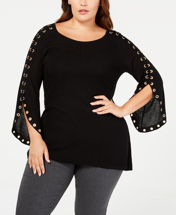 Plus size store black tunic sweater