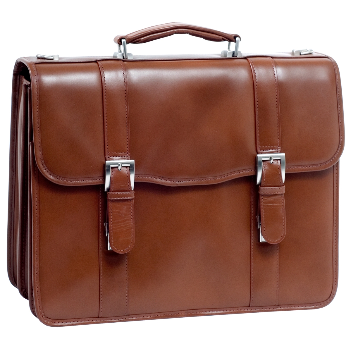 Flournoy, 15" Double Compartment Laptop Briefcase - Brown