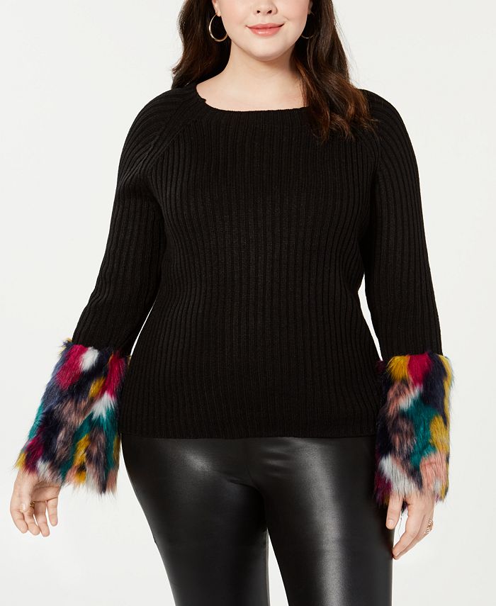 Say What? Trendy Plus Size FauxFur Cuff Sweater Macy's