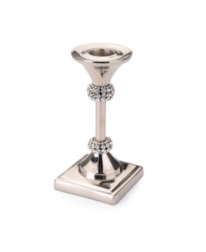 Classic Touch Single Stainless Steel Candle Holder With Crystal Diamond Design In Gold