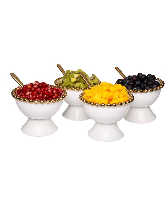 Designer Dessert Plates (Set of 4) Embellished in 14k Gold