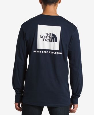 the north face men's red box long sleeve shirt