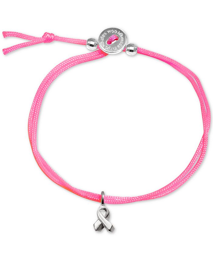 Alex Woo Neon Pink Cord Ribbon Bolo Bracelet in Sterling Silver ...