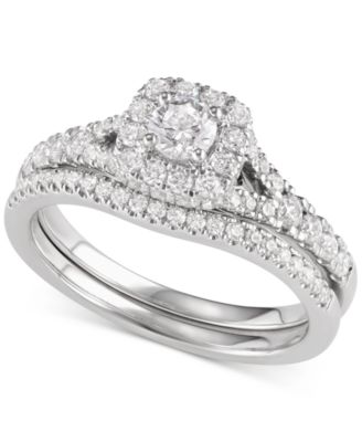 Diamond Halo Bridal Set (1 ct. t.w.) in 14k Yellow or White Gold