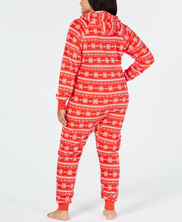 Jenni Plus Size Printed Hooded One-Piece Pajama, Created for Macy's ...