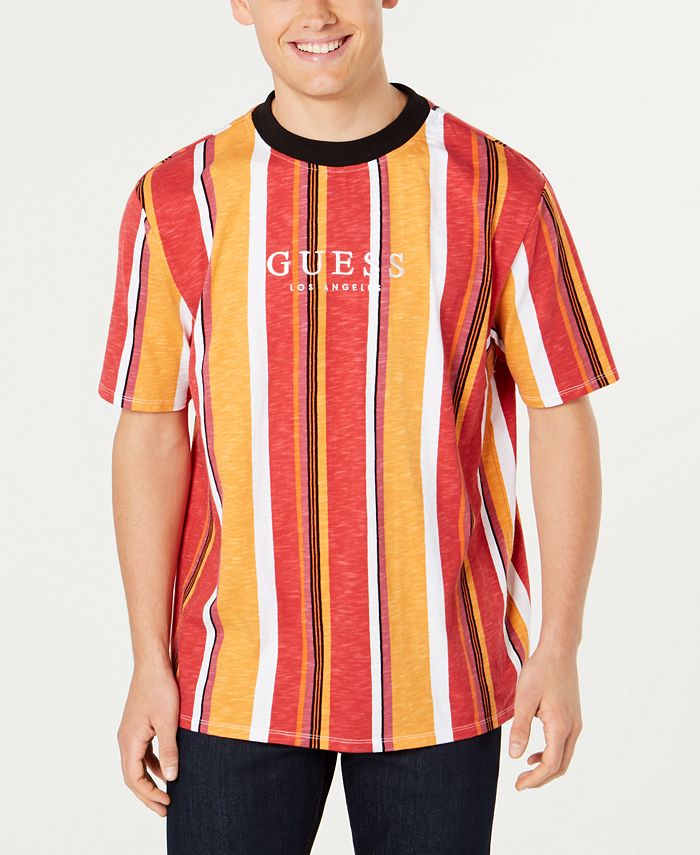 civilisation Necklet regiment GUESS Originals Men's Striped Logo T-Shirt - Macy's