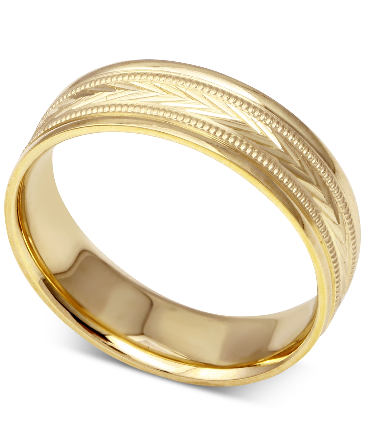 Men's Engraved Wedding Band in 14k Gold