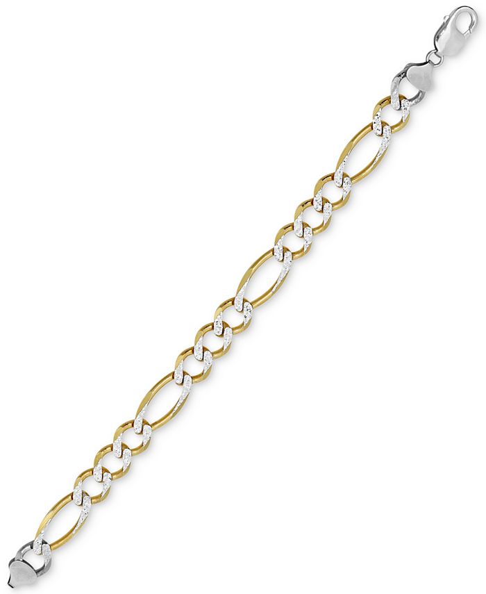 Macy's Men's TwoTone Figaro Link Bracelet in Sterling Silver & 14k GoldPlate Macy's