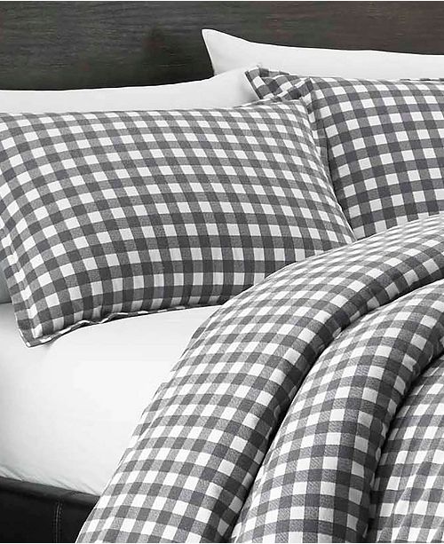 Eddie Bauer Preston Twin Dark Grey Flannel Duvet Cover Set