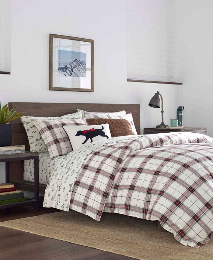 Eddie Bauer Riverdale Full/Queen Plaid Flannel Red Duvet Set Macy's