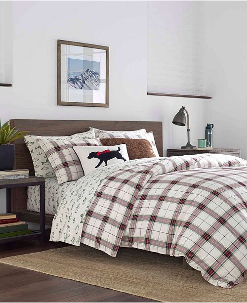 Eddie Bauer Riverdale Twin Plaid Flannel Red Duvet Set Reviews