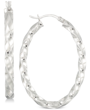 image of Simone I. Smith Textured Hoop Earrings in Sterling Silver