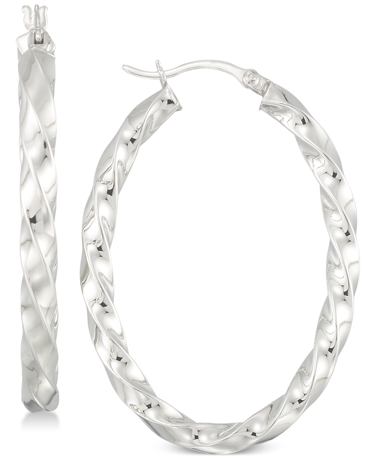 Textured Hoop Earrings in Sterling Silver - Silver