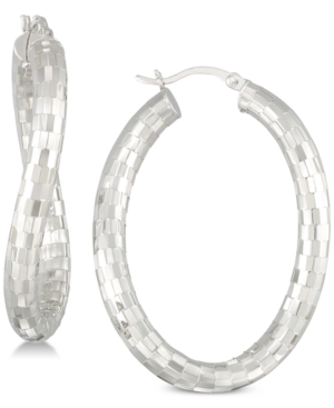 image of Simone I. Smith Textured Wavy Hoop Earrings in Sterling Silver