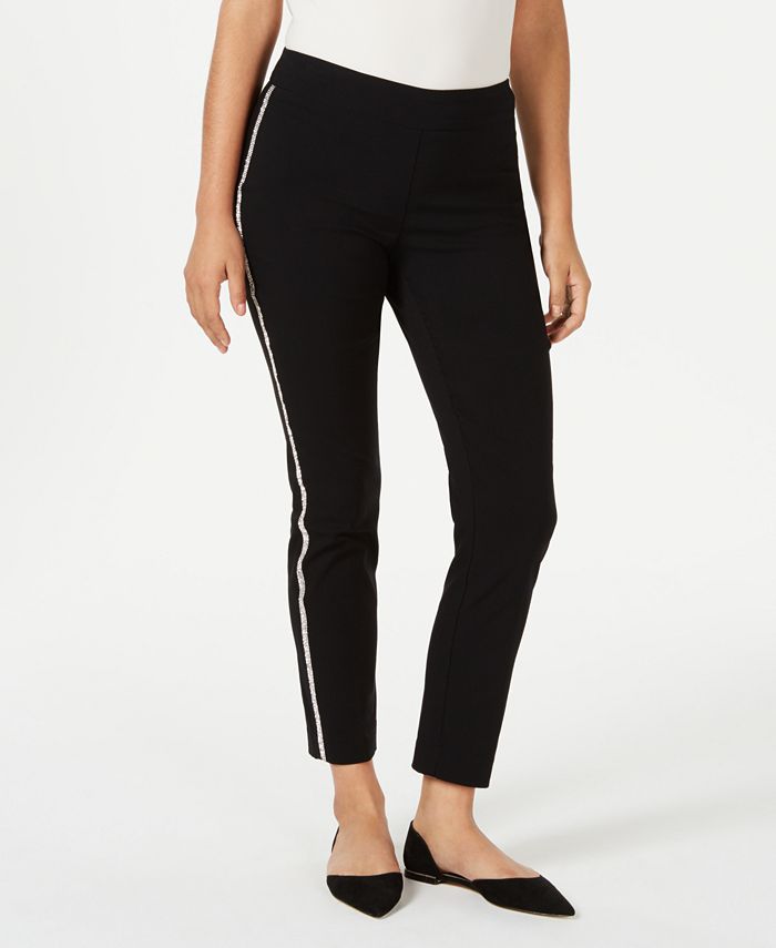 JM Collection Petite Side-Striped Tummy-Control Pants, Created for Macy ...