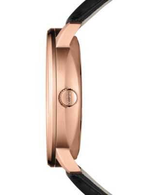 Men's Swiss Automatic Commander II BigDate Black Leather Strap Watch 42mm