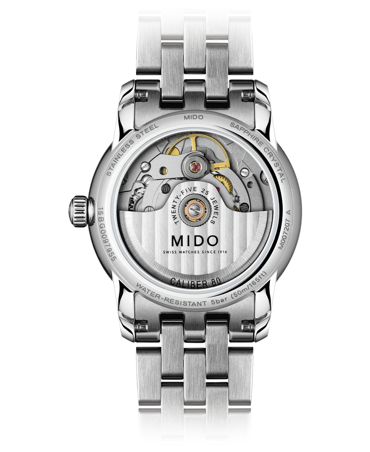 Shop Mido Women's Swiss Automatic Baroncelli Diamond (1/10 Ct. T.w.) Stainless Steel Bracelet Watch 33mm