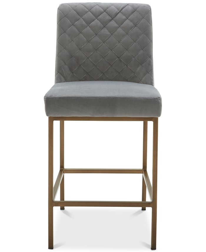 Furniture - Cambridge Grey Velvet Counter Stool