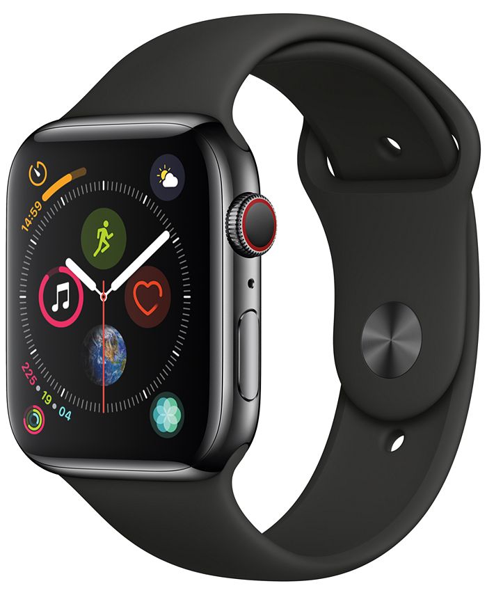 Apple Watch Series 4 Apple Watch Series 4 GPS Cellular 40mm Space Black Stainless Steel Case with Black Sport Band Macy s