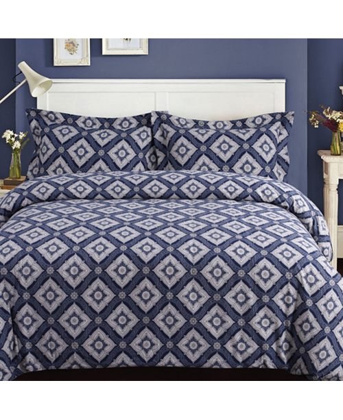 Tribeca Living Damask Cotton Flannel Printed Oversized King Duvet