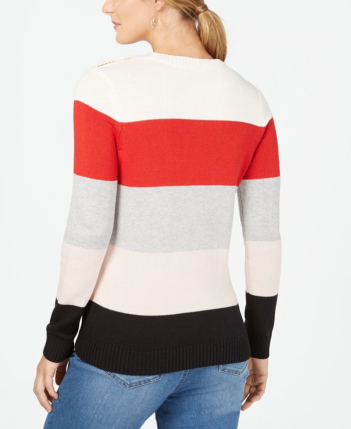 Charter Club Petite Striped Sweater, Created for Macy's - Macy's