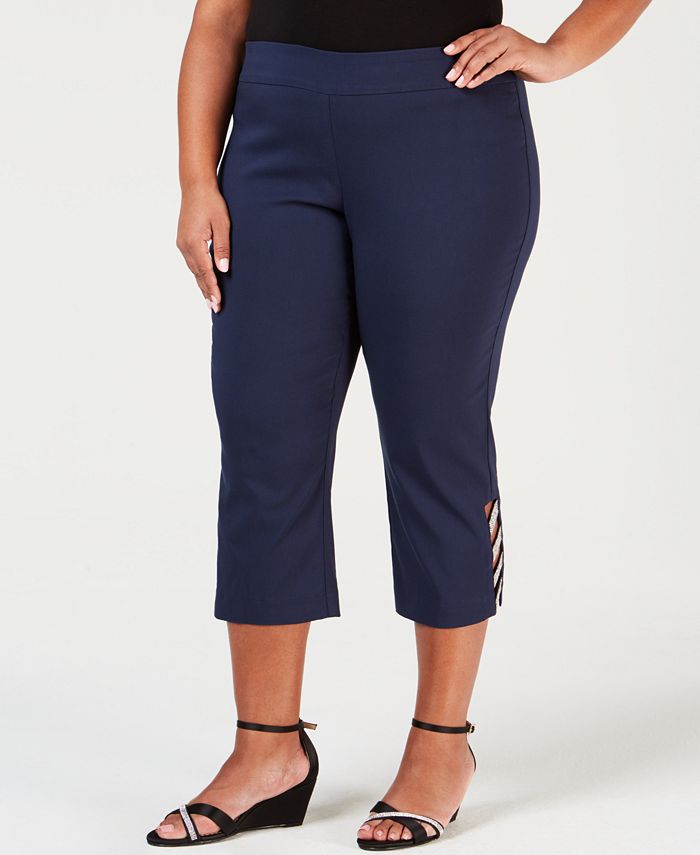 JM Collection Plus Size Embellished Capri Pants, Created for Macy's