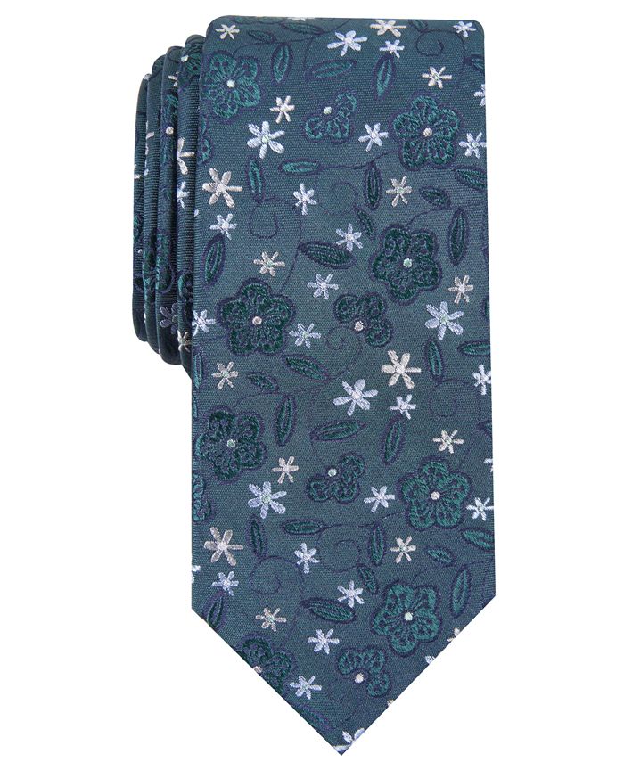 Bar III Men's Stengel Floral Skinny Tie, Created for Macy's Macy's
