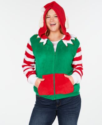 Derek Heart - Trendy Plus Size Elf Zip-Front Hoodie
