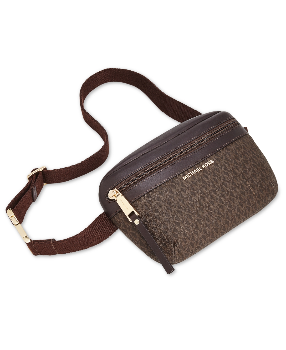 Shop Michael Kors Michael  Logo Fanny Pack, Created For Macy's In Brown Logo,gold