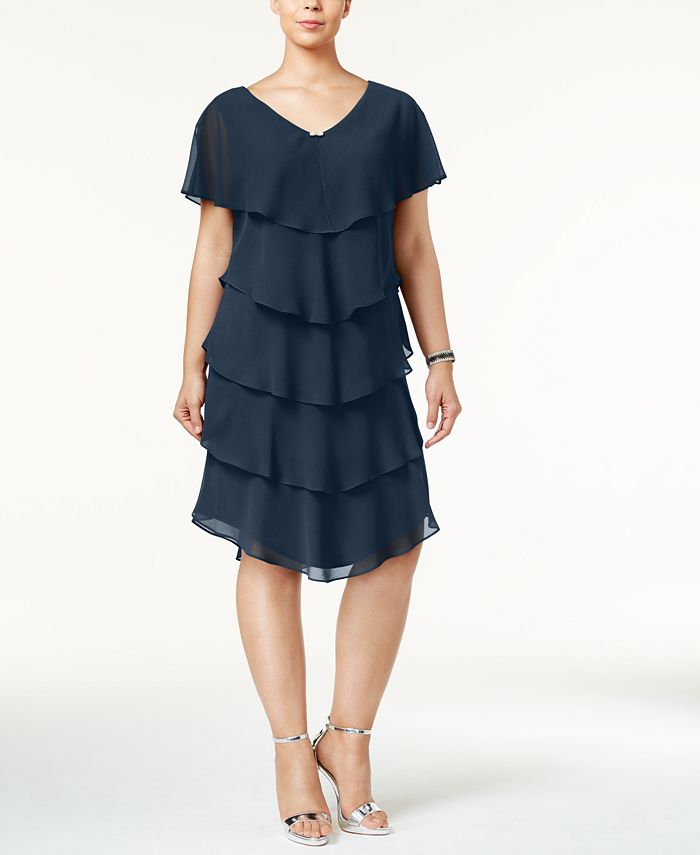 SL Fashions Plus Size Tiered Shift Dress - Macy's