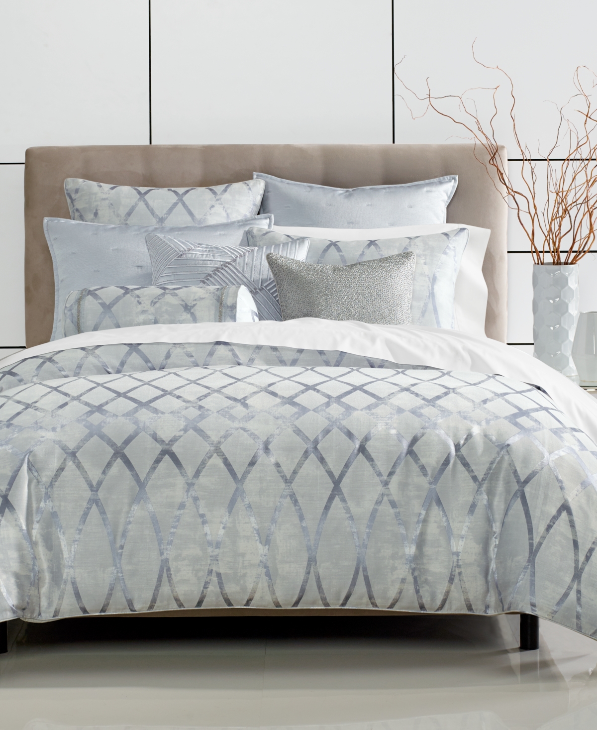 Shop Hotel Collection Dimensional 3-pc. Comforter Set, Full/queen, Created For Macy's In Blue