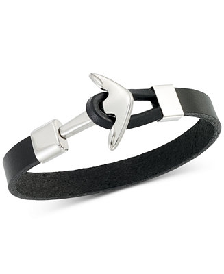 LEGACY for MEN by Simone I. Smith Anchor Clasp Black Leather Bracelet ...