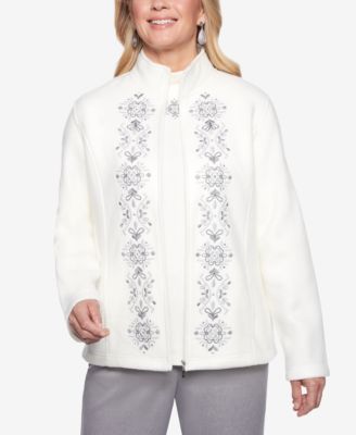 Alfred Dunner - Stocking Stuffers Embroidered Zip-Up Fleece Jacket