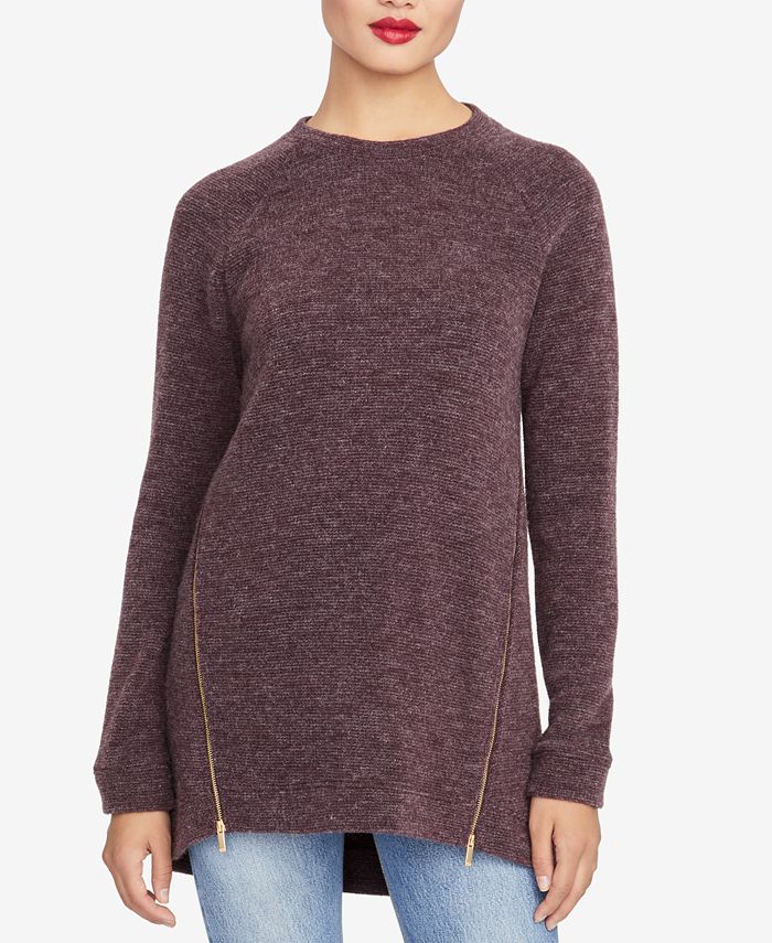 Asymmetrical clearance zipper sweater