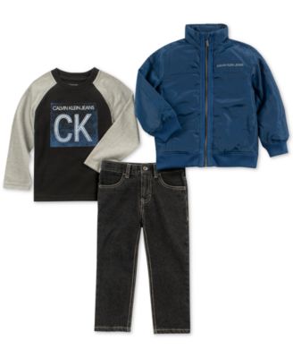 Calvin Klein - Little Boys 3-Pc. Shirt, Jeans & Jacket Set