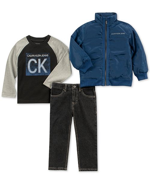 Calvin Klein Toddler Boys 3 Pc Logo Print T Shirt Bomber Jacket