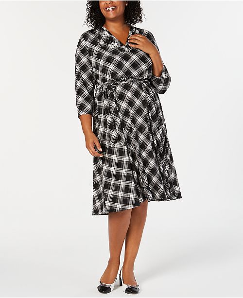 Charter Club Plus Size Plaid V Neck Dress Created For Macy S