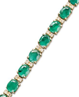 emerald and diamond tennis bracelet 14k